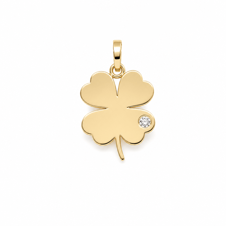 14K Yellow Gold Four-Leaf Clover Pendant (Trébol)