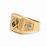 14k Yellow Gold Mansonic Fashion Men's Ring - Miral Jewelry