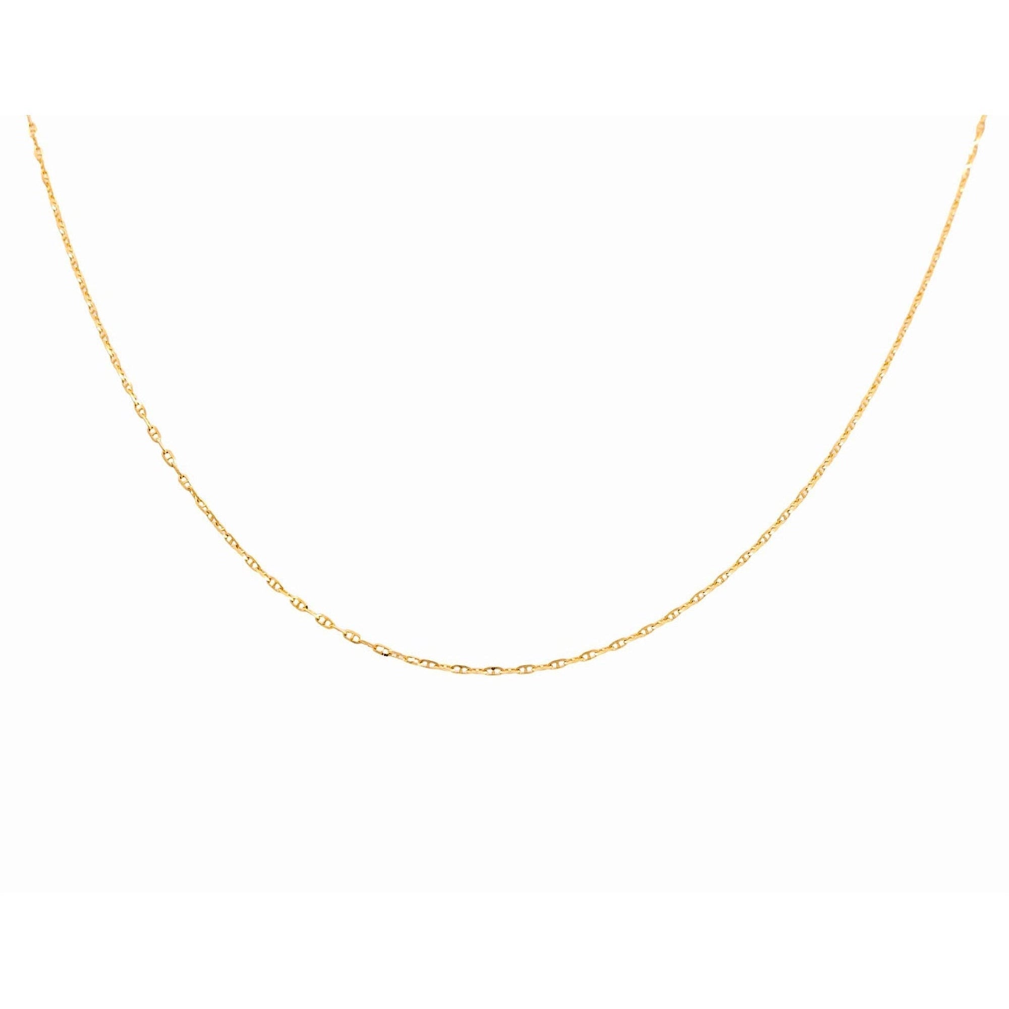 14K Yellow Gold Mariner Link Chain 1mm, 16in, 1.7 g