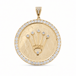 14K Yellow Gold Medals with Crown Pendant - Miral Jewelry