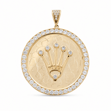 14K Yellow Gold Medals with Crown Pendant - Miral Jewelry