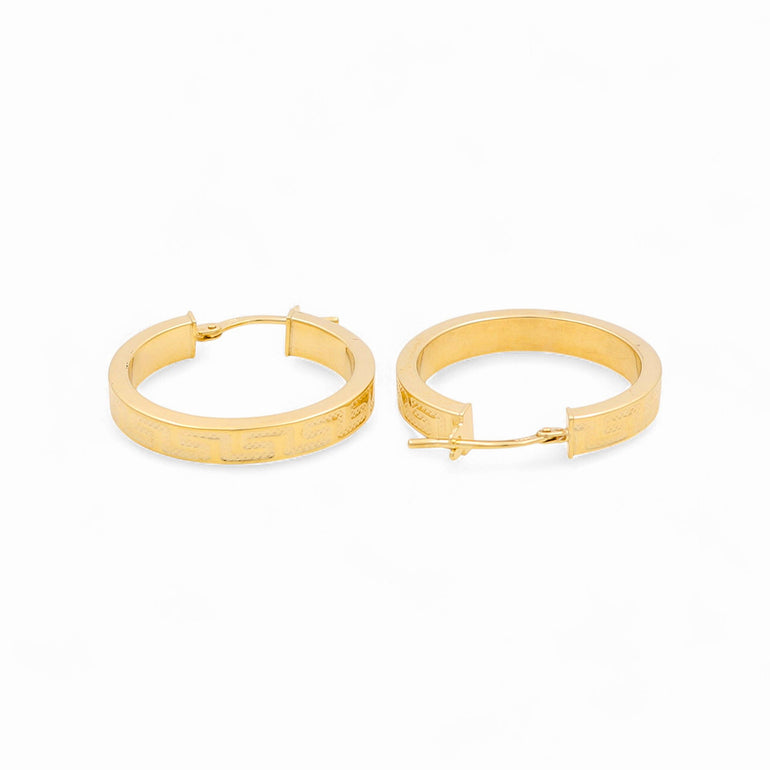 14K Yellow Gold Medium Greek Hoop Earrings - Miral Jewelry