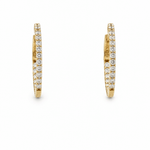 14K Yellow Gold Medium Hoop Diamond Earrings with 1.00Tw Round Diamonds - Miral Jewelry