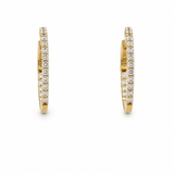14K Yellow Gold Medium Hoop Diamond Earrings with 1.00Tw Round Diamonds - Miral Jewelry