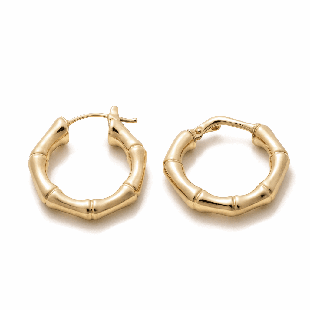 14K Yellow Gold Medium Hoop Earrings - Miral Jewelry