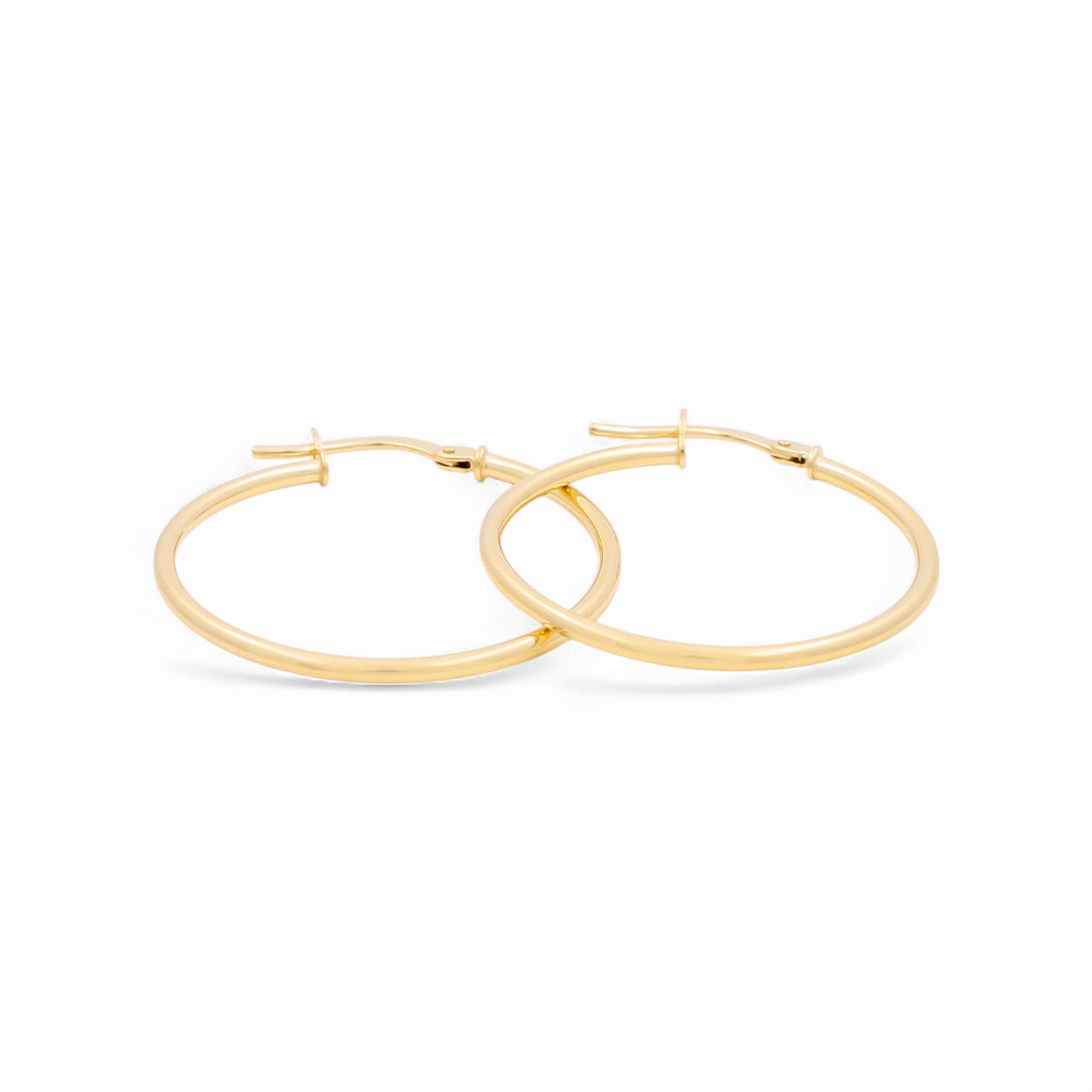14K Yellow Gold Thin Classic Hoop Earrings 1 g