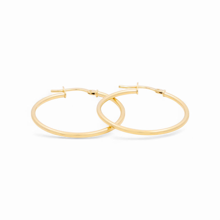 14K Yellow Gold Medium Hoop Earrings - Miral Jewelry