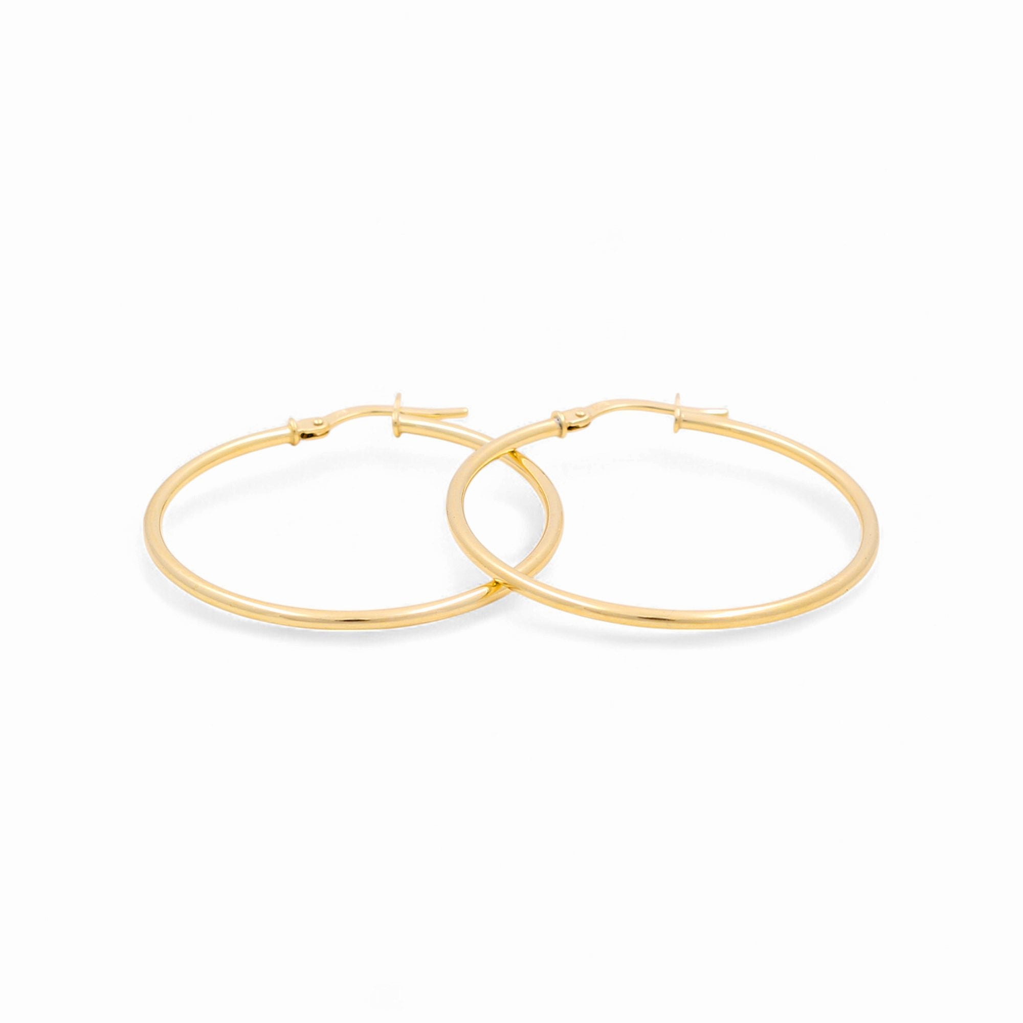 14K Yellow Gold Thin Hoop Earrings 1.1 g