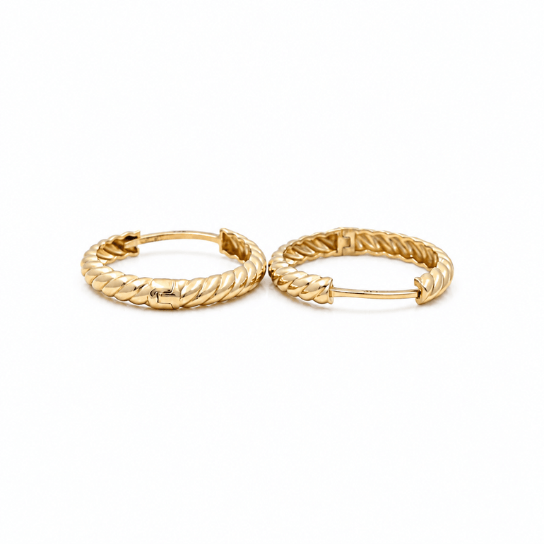 14K Yellow Gold Medium Hoop Earrings - Miral Jewelry