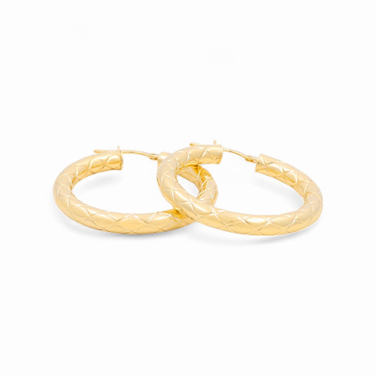 14K Yellow Gold Medium Hoop Earrings - Miral Jewelry