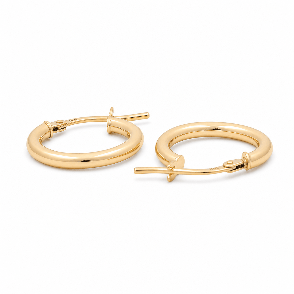 14K Yellow Gold Medium Hoop Earrings - Miral Jewelry