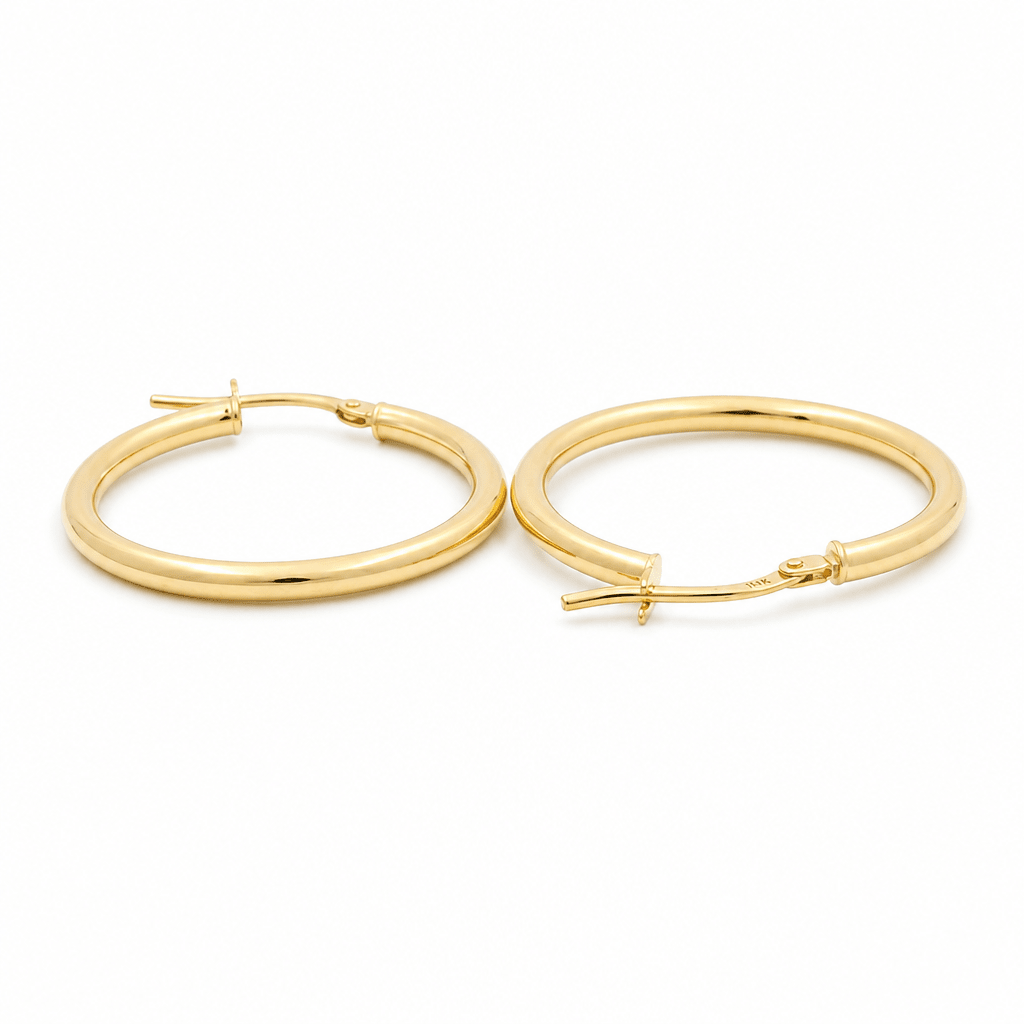 14K Yellow Gold Medium Hoop Earrings - Miral Jewelry