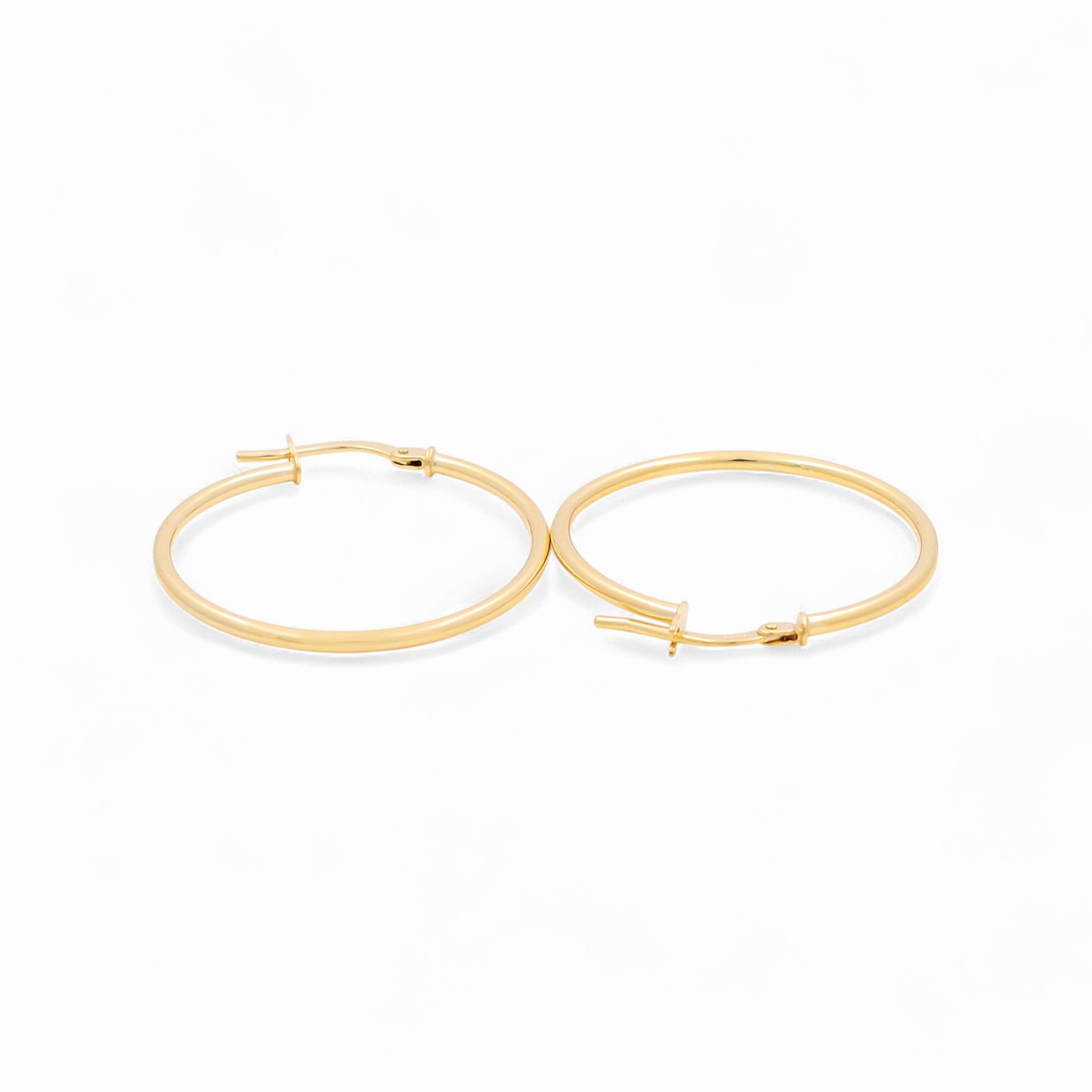 14K Yellow Gold Thin Classic Hoop Earrings 1 g – view 2