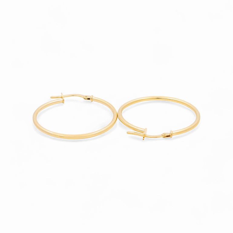 14K Yellow Gold Medium Hoop Earrings - Miral Jewelry