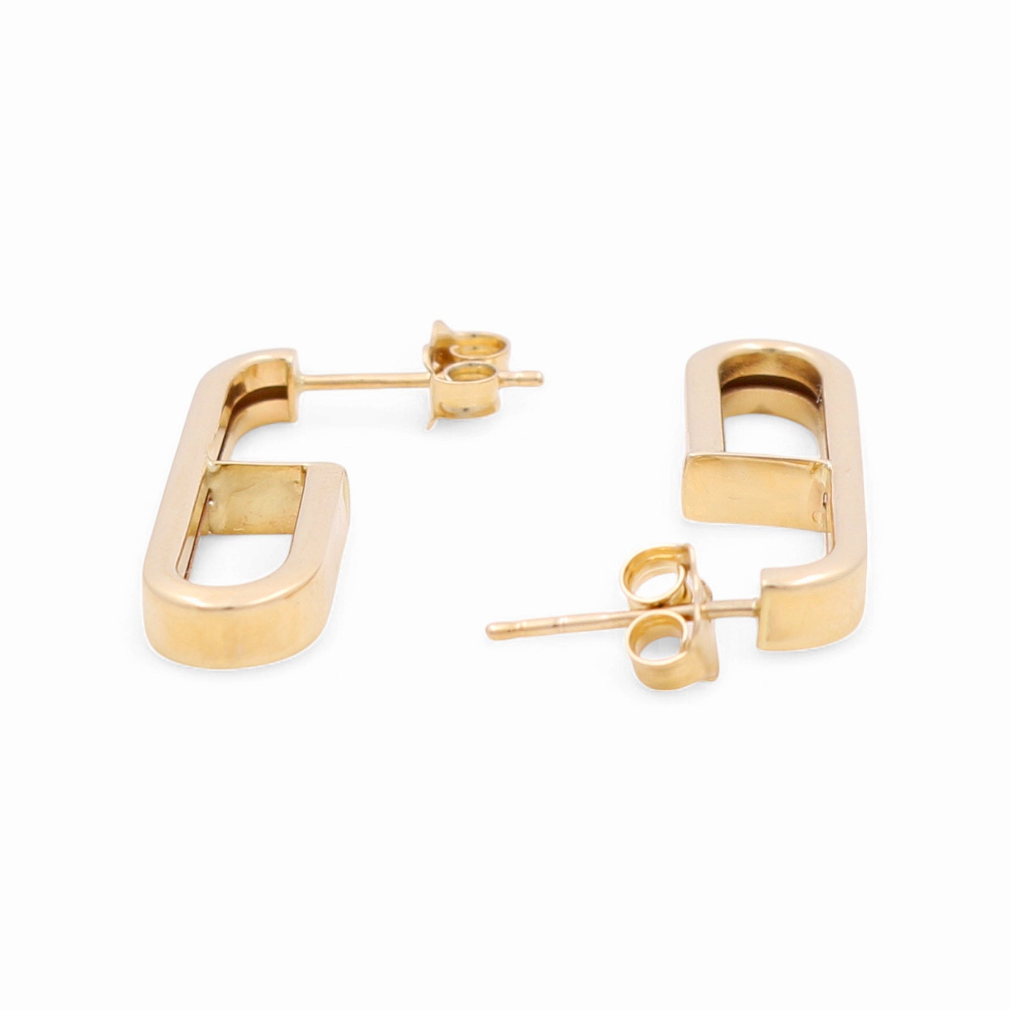 14K Yellow Gold Rectangle Hoop Earrings 2.6 g