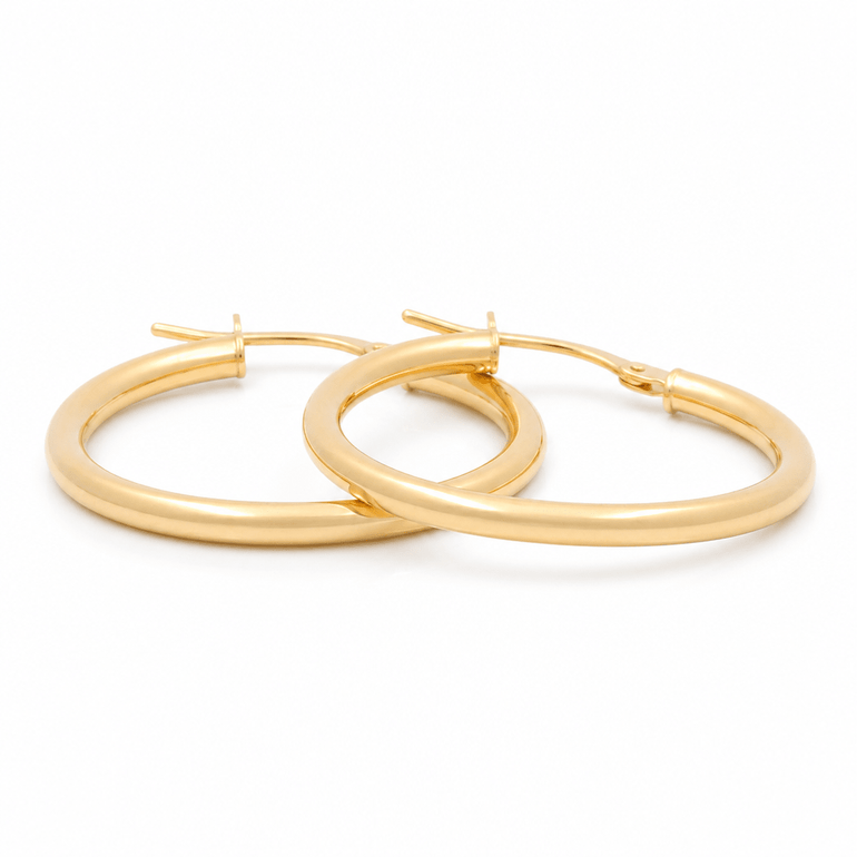 14K Yellow Gold Medium Hoop Earrings - Miral Jewelry
