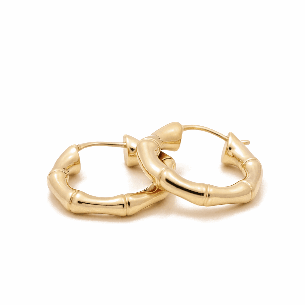 14K Yellow Gold Medium Hoop Earrings - Miral Jewelry