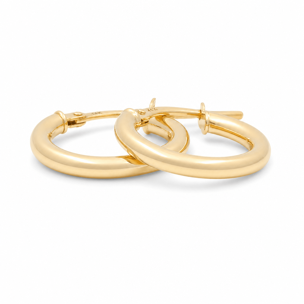14K Yellow Gold Medium Hoop Earrings - Miral Jewelry