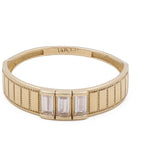 14K Yellow Gold Men Wedding Ring with Zirconias - Miral Jewelry