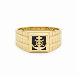 14K Yellow Gold Men's Anchor & Ship Wheel Onyx Ring – 4.7 g - Miral Jewelry