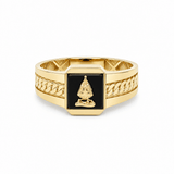 14K Yellow Gold Men's Caridad del Cobre Onyx Ring – 3.9 g - Miral Jewelry