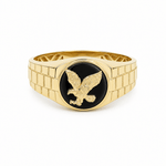 14K Yellow Gold Men's Eagle Onyx Ring – 4.4 g - Miral Jewelry