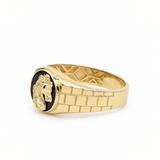 14K Yellow Gold Men's Horse Head Onyx Ring – 4.6 g - Miral Jewelry