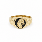 14K Yellow Gold Men's Horse Head Onyx Ring – 4.6 g - Miral Jewelry