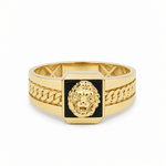 14K Yellow Gold Men's Lion Head Onyx Ring – 4.1 g - Miral Jewelry