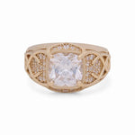 14K Yellow Gold Men's Square Cz Fashion Ring - Miral Jewelry