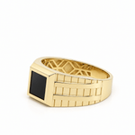 14K Yellow Gold Men's Square Onyx Ring – 4.4 g - Miral Jewelry