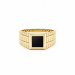 14K Yellow Gold Men's Square Onyx Ring – 4.4 g - Miral Jewelry