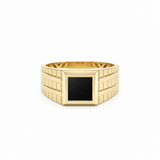 14K Yellow Gold Men's Square Onyx Ring – 4.4 g - Miral Jewelry