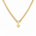14k Yellow Gold Mesh with Heart Necklaces 18" - Miral Jewelry