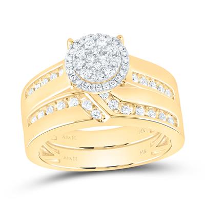 14k Yellow Gold Modern 3 Pieces Set with 0.62Tw Round Diamonds - Miral Jewelry
