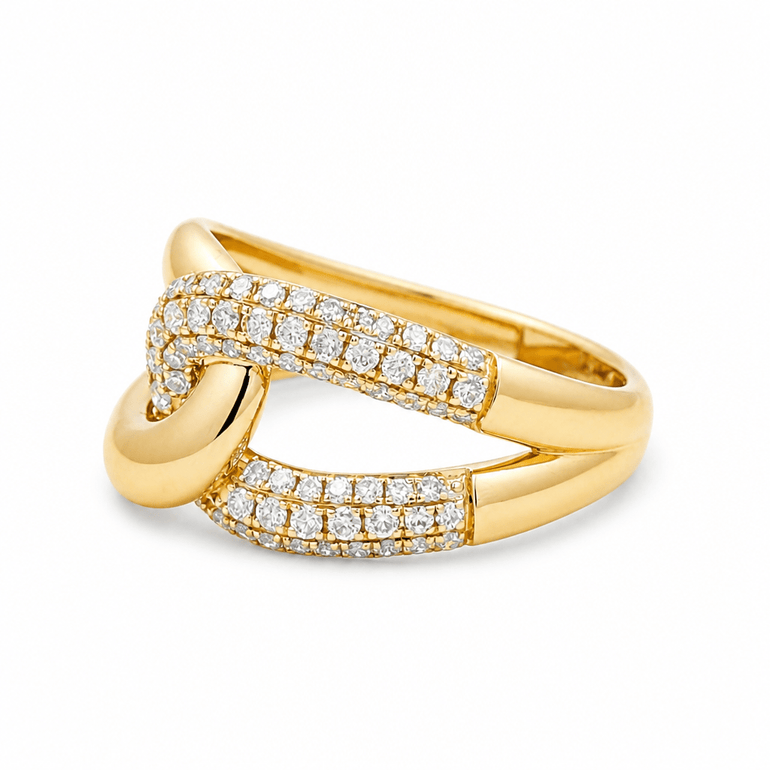 14K Yellow Gold Modern Diamond Fashion Ring - Miral Jewelry