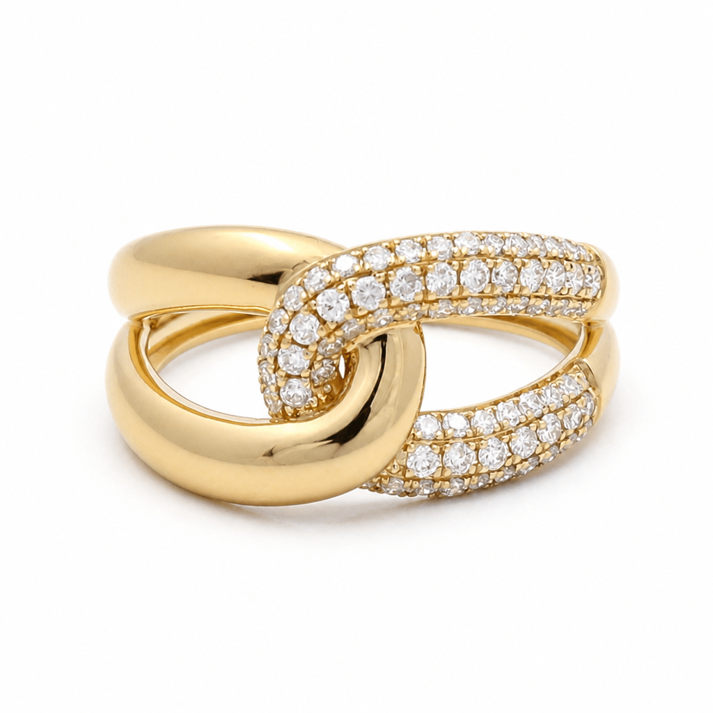 14K Yellow Gold Modern Diamond Fashion Ring - Miral Jewelry