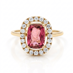14K Yellow Gold Modern Fashion Ring with 2.14Tw Emeralds Toumalines and 0.38Tw Round Diamonds - Miral Jewelry