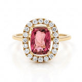 14K Yellow Gold Modern Fashion Ring with 2.14Tw Emeralds Toumalines and 0.38Tw Round Diamonds - Miral Jewelry