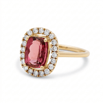 14K Yellow Gold Modern Fashion Ring with 2.14Tw Emeralds Toumalines and 0.38Tw Round Diamonds - Miral Jewelry