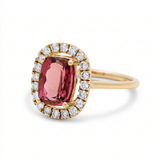 14K Yellow Gold Modern Fashion Ring with 2.14Tw Emeralds Toumalines and 0.38Tw Round Diamonds - Miral Jewelry