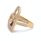 14K Yellow Gold Mom Heart With Cz Fashion Women's Ring - Miral Jewelry