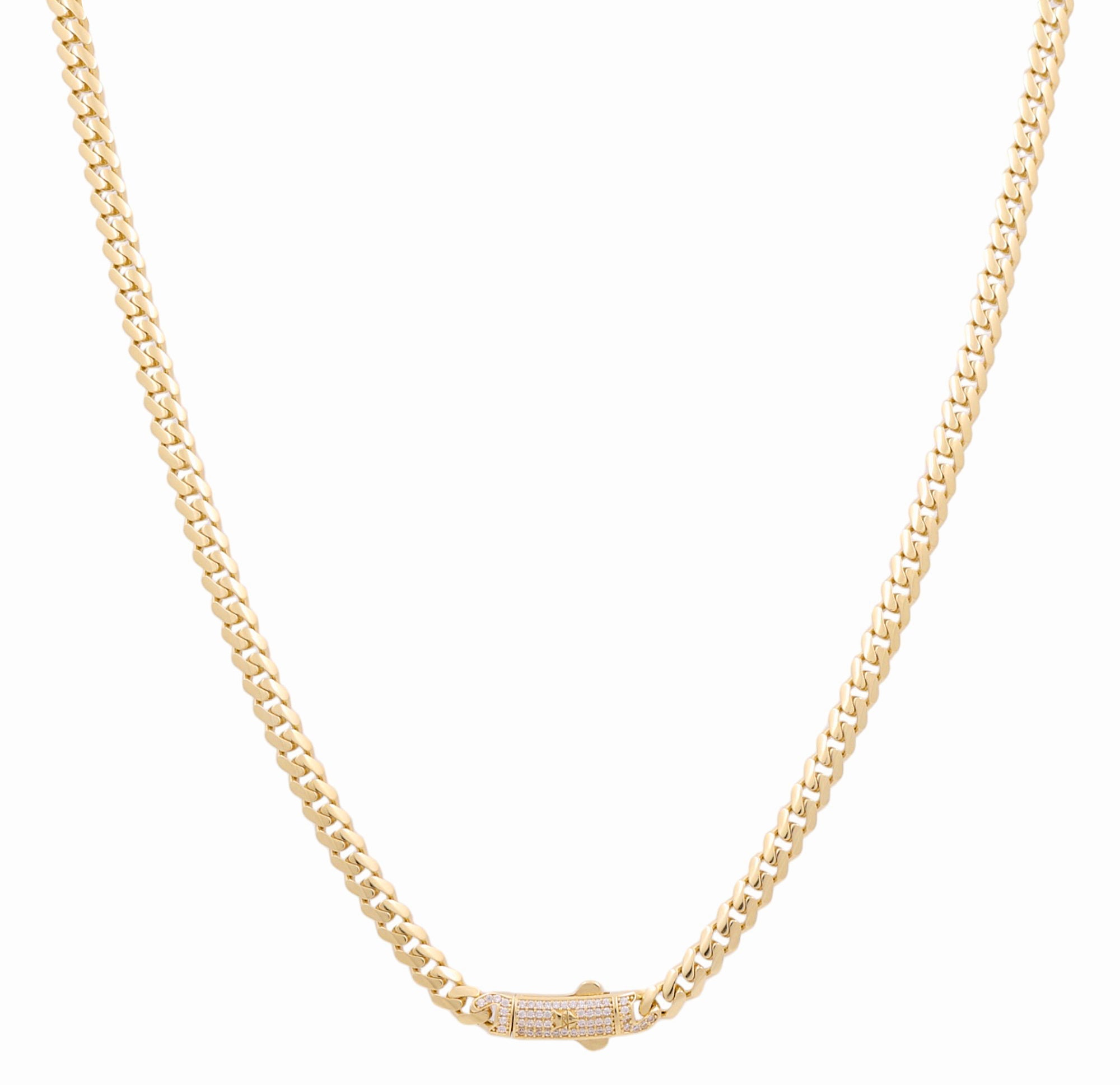 14K Yellow Gold Monaco Chain with CZ Clasp 5mm, 20in, 23.6 g