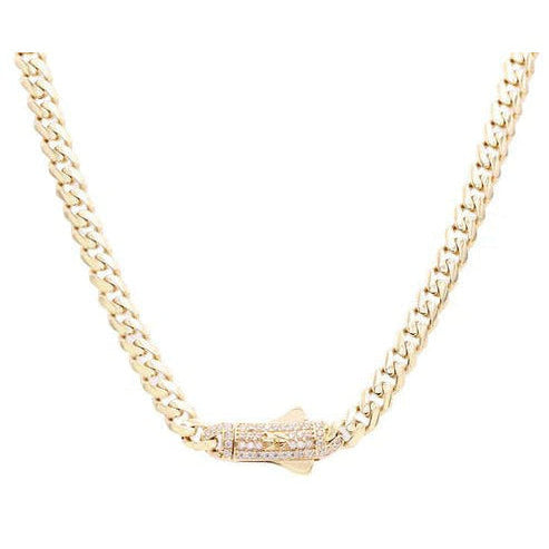 14K Yellow Gold Monaco Chain with CZ Clasp 7mm, 20in, 26 g