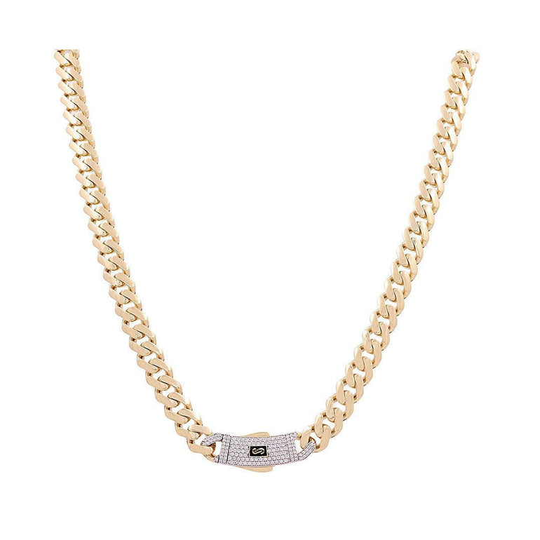 14K Yellow Gold Monaco Chain with CZ Clasp 9.5mm, 20in, 28.1 g