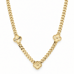 14K Yellow Gold Monaco Necklace with Clovers – 18.5" - Miral Jewelry