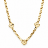14K Yellow Gold Monaco Necklace with Clovers – 18.5" - Miral Jewelry