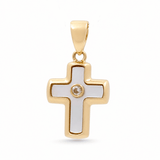 14K Yellow Gold Mop Cross Pendant - Miral Jewelry