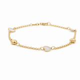 14K Yellow Gold Mop Heart Bracelet Women's - Miral Jewelry