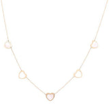 14K Yellow Gold Mop Hearts Necklace - Miral Jewelry